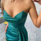 Grünes trägerloses langes Ballkleid-Abendkleid aus Satin gh2370