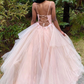 Pink tulle long prom dress, pink tulle evening dress gh2601