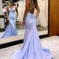 Lavender Rhinestone Spaghetti Straps Mermaid Prom Dress gh2591
