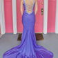V-Neck Lilac Beaded Prom Dress with Sweep Train gh2586