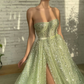 Green tulle sequins prom dress Formal Couture Dress  gh2205