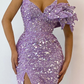 Lila Off-the-Shoulder Mermaid Prom Dress Pailletten Split Online gh2588