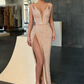 Superbe robe de bal sirène longue sans manches à col en V avec fente gh2387