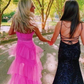 Hot pink elegant fashion long layered tulle bodycon princess ball gown evening dress gh1970