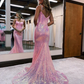 Sparkly Mermaid Sweetheart Pink Sequins Long Prom Dresses gh2521