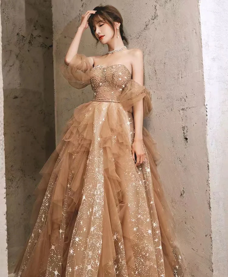 Off The Shoulder Sequin Newest 2022 Long Prom Dresses, Wedding Guest Dresses, Fashion Wedding Dresses  gh2227
