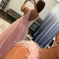 V Neck and V Back Pink Tulle Long Prom Dresses, V Neck Pink Formal Graduation Evening Dresses  gh2518