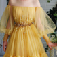 A-line Long Sleeve Tulle Illusion Neckline Prom Dresses With Beading gh2234