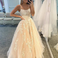 Appliqued Tulle Prom Dresses A-line Spaghetti Straps Gowns  gh2143