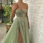 Green tulle sequins prom dress Formal Couture Dress  gh2205