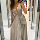 Simple v neck long A line prom dress evening dress gh2138