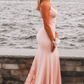 Open Back Blush Mermaid Long Formal Dress  gh2294