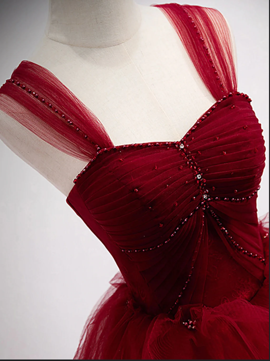 Off-the-Shoulder Sweetheart Lace Tulle Beaded Lace-Up Appliques Floor-Length Prom Dresses gh2421