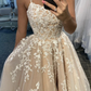 Appliqued Tulle Prom Dresses A-line Spaghetti Straps Gowns  gh2143