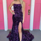 Burgundy Sequin Strapless Mermaid Long Prom Dress gh2088