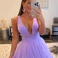 Lilac Tulle Long Tiered Prom Dresses gh2607