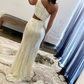 Ivory Mermaid One Shoulder Cut-Out Sequins Long Prom Gown with Slit gh2619