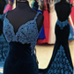 Sexy Mermaid Spaghetti Straps Navy Blue Long Prom/Evening Dress Appliques gh2658