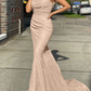 Robe de bal longue à bretelles spaghetti et dos nu style sirène brillante gh2631