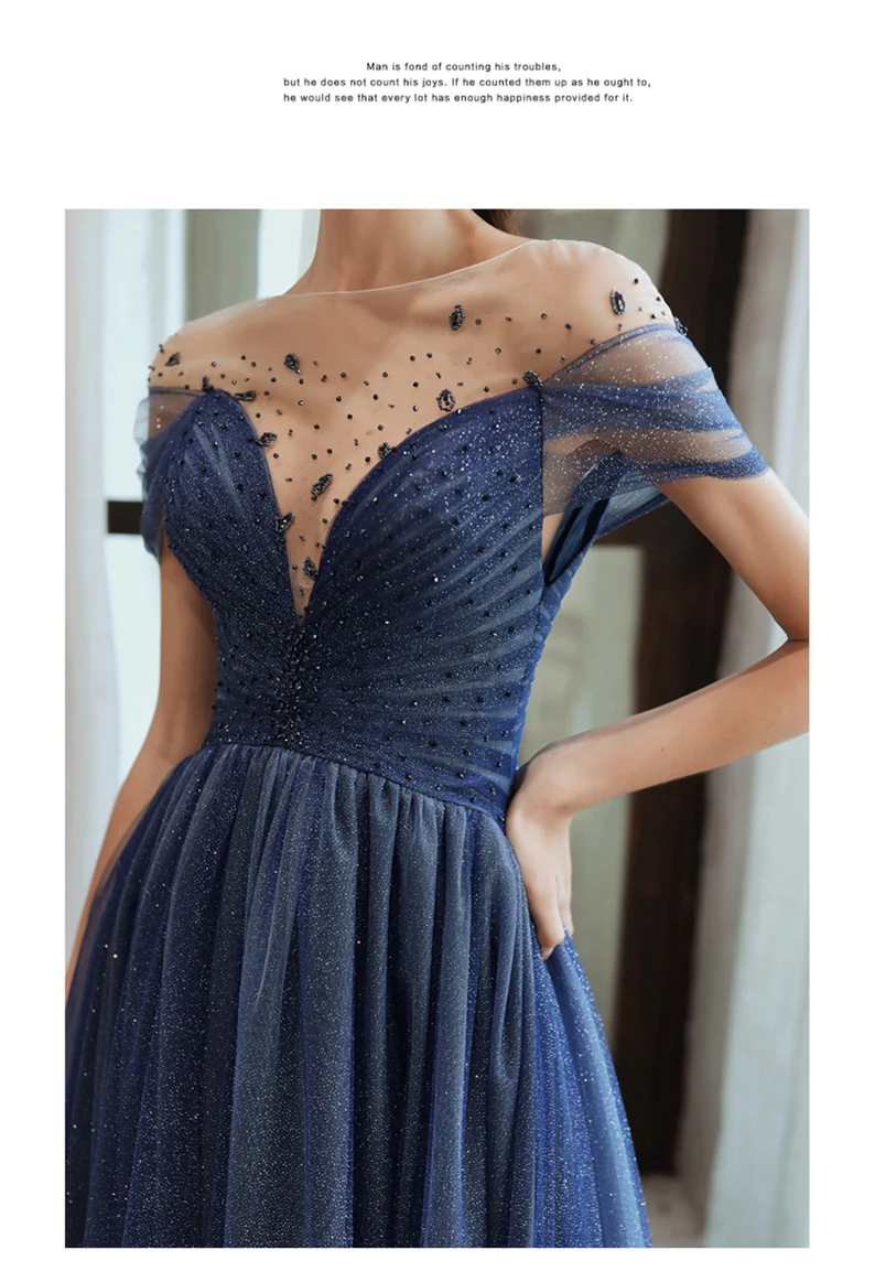 Starry Blue Prom Dress Off Shoulder Floral Event Dress Sparkling Long Party Dress Aline Event Dress Gradient Long Dress Fairy Glitter Dress gh2637