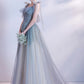 Cute tulle long A line prom dress evening dress  8703