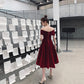 Burgundy velvet short prom dress homecoming dress  8484