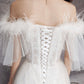 Unique tulle sequins long prom dress white evening dress 8534