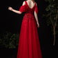 Rote Tüll Pailletten lange A-Linie Ballkleid rotes Abendkleid 8737