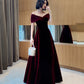 Elegant velvet long prom dress evening dress  8482