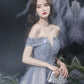 Grey tulle beads long prom dress shiny evening dress  8569