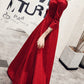 Burgundy v neck long A line prom dress evening dress  8758