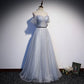 Lovely A line tulle pearl long prom dress evening dress  8685