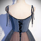 Blue tulle sequins long prom dress evening dress  8504