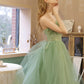 Green tulle short prom dress green evening dress  8633