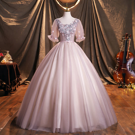 Süßes Tüll-Spitzen-Ballkleid-Kleid, formelles Kleid 8914