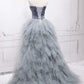 Unique tulle high low prom dress A line evening dress  8578
