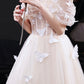 Champagne tulle long A line prom dress evening dress  8716