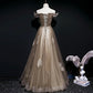 Cute tulle long A line prom dress cute evening dress  8694