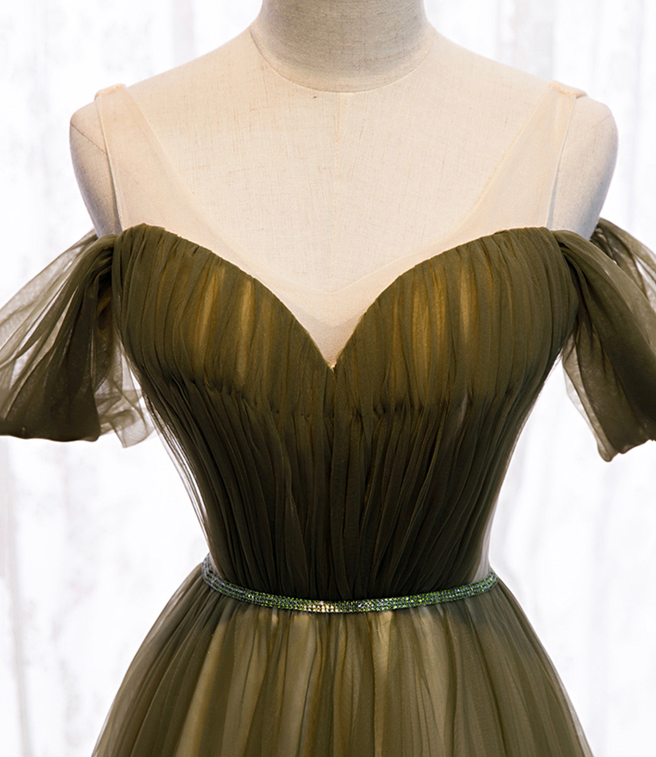 Grünes Tüll langes Ballkleid in A-Linie Grünes Abendkleid 8929