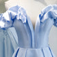 Langes Ballkleid aus blauem Satin in A-Linie blaues Abendkleid 8746