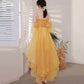 Yellow tulle short prom dress cockatil dress  8961