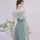 Cute tulle short prom dress green evening dress  8842