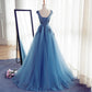 Stylish A-line tulle lace long prom dress,formal dresses  7669