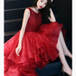 Cute A line round neck tulle short prom dress, homecoming dress  7590