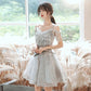 Gray sequins short prom dress evening dress  8326