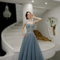 Cute tulle long A line prom dress evening dress  8561
