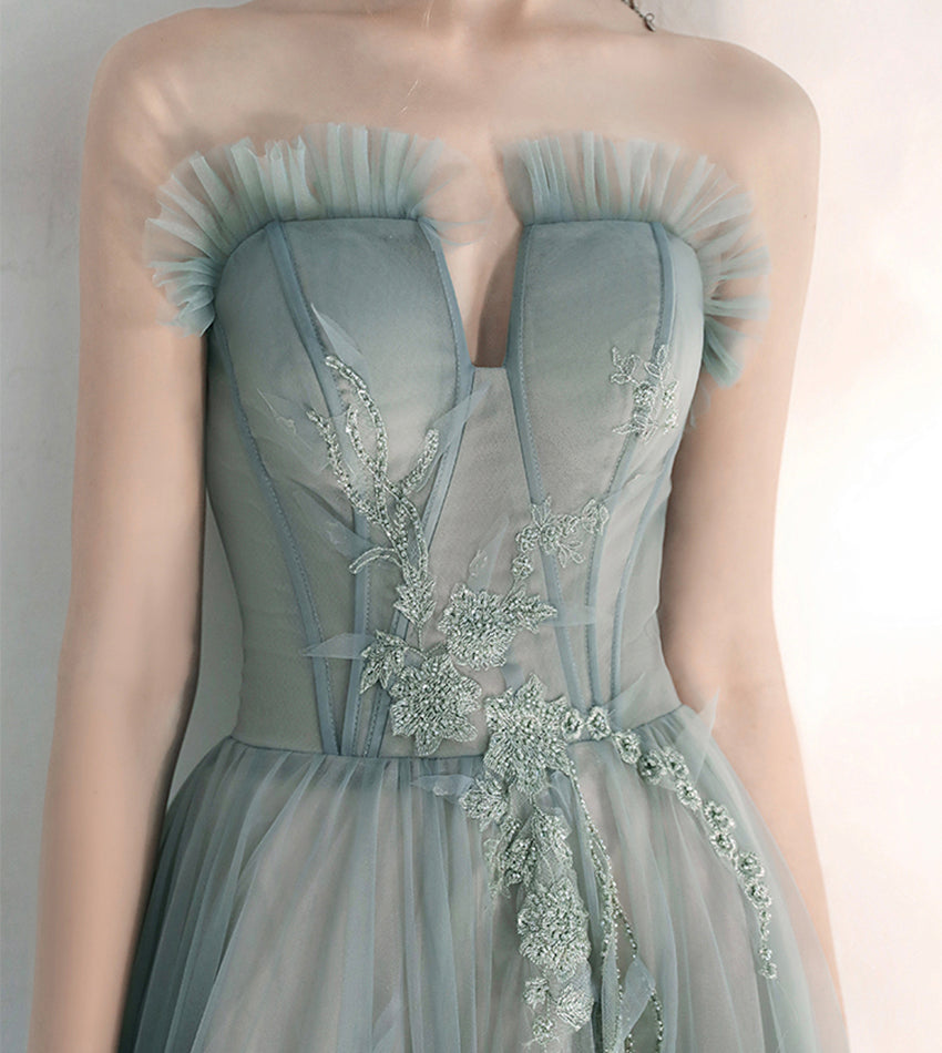 Stilvolles langes Ballkleid aus Tüllspitze, grünes Abendkleid 8547