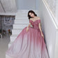 Langes A-Linien-Abschlussballkleid mit rosa Farbverlauf, rosa Abendkleid 8742