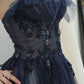 A-Linie trägerloses Tüll langes Ballkleid formelles Kleid 8224