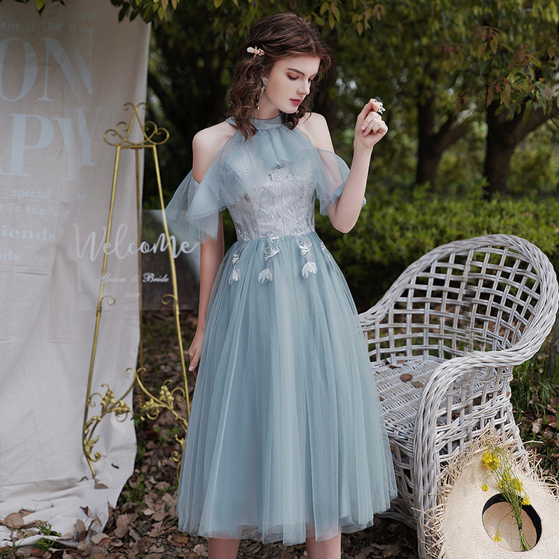 Cute lace tulle short prom dress party dress  8308